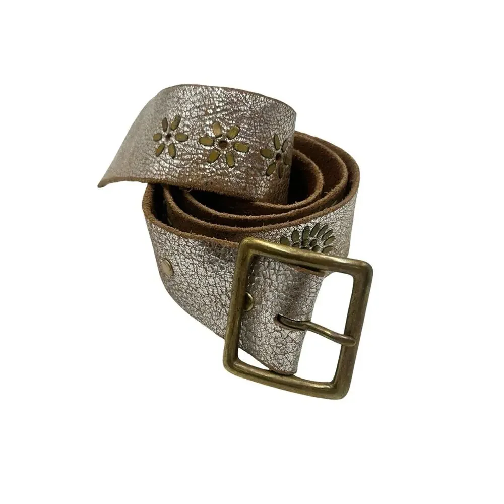 CORDERO neutral metallic leather belt embellished with jewel studs